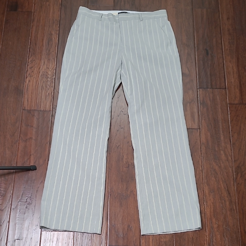 Banana Republic LOGAN Gray Trousers with Yellow & White Pinstripes size 10